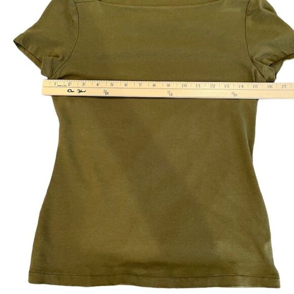 Kate Spade Saturday Boat Neck Tee in Deep Olive Short Sleeve Cotton Size XS - Picture 6 of 8